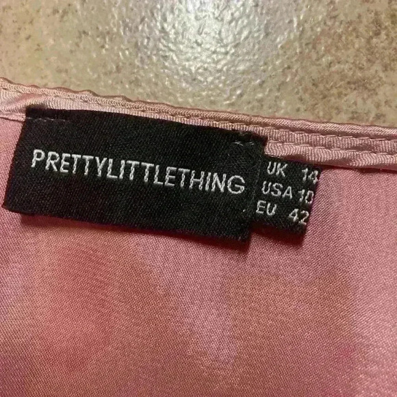 Satin Pleated Midi Dress Pretty Little Thing dusty rose size 10 exc con - Picture 4 of 10